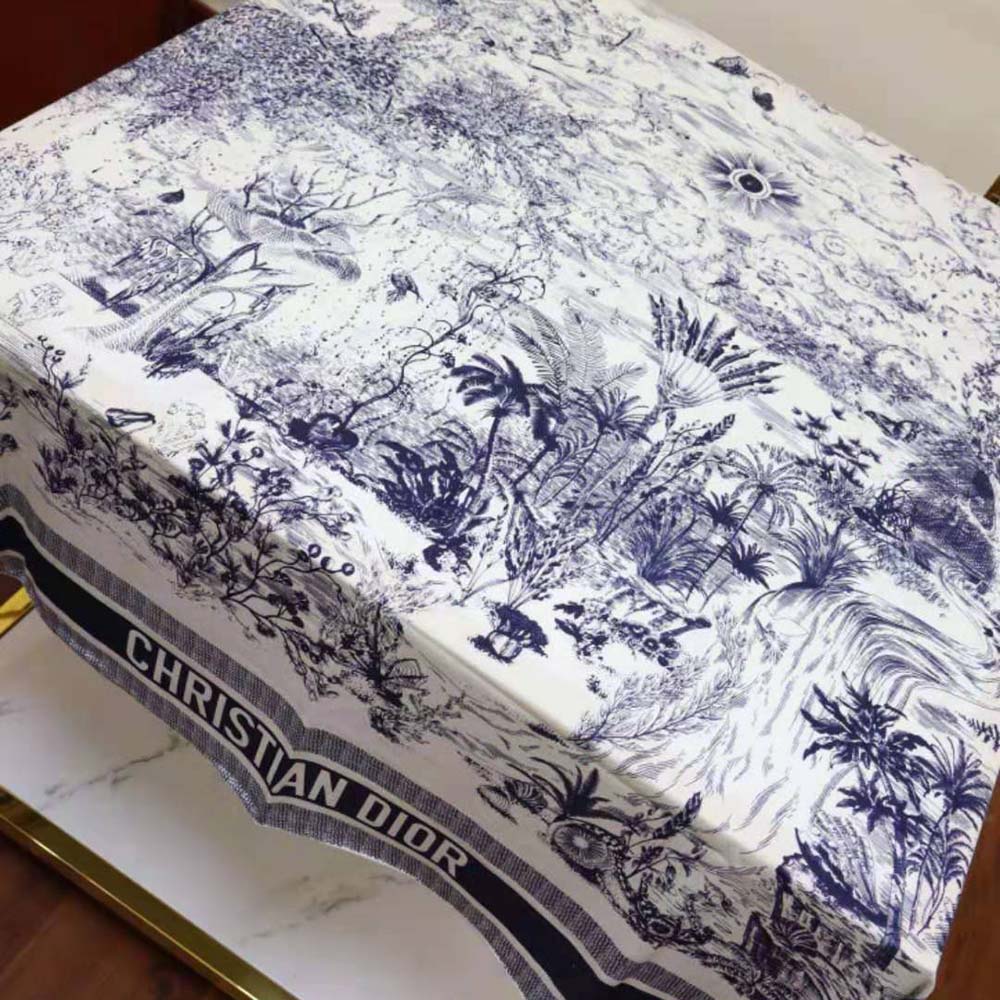 Dior Women Toile De Jouy Quatre Saisons Square Scarf Blue Silk Twill - image 5