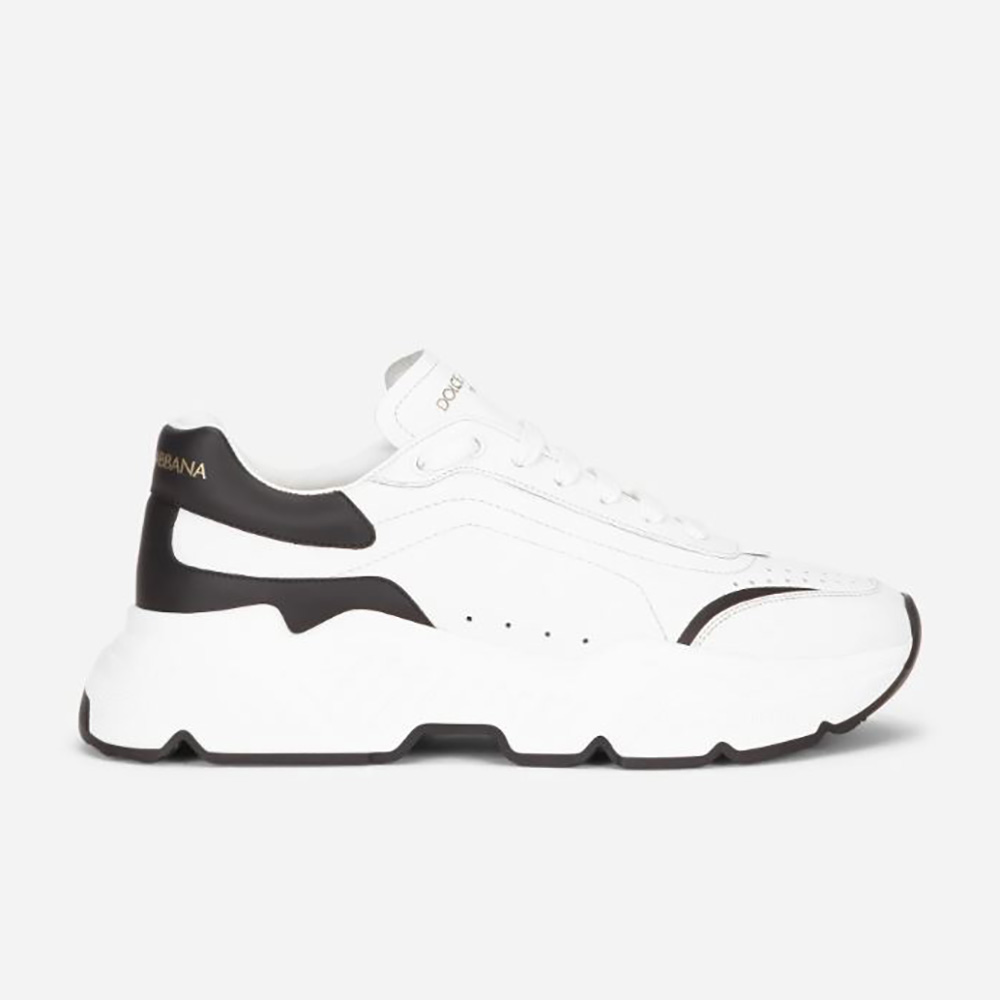 Side profile of Dolce Gabbana D&G Men Daymaster Sneakers in black nappa leather