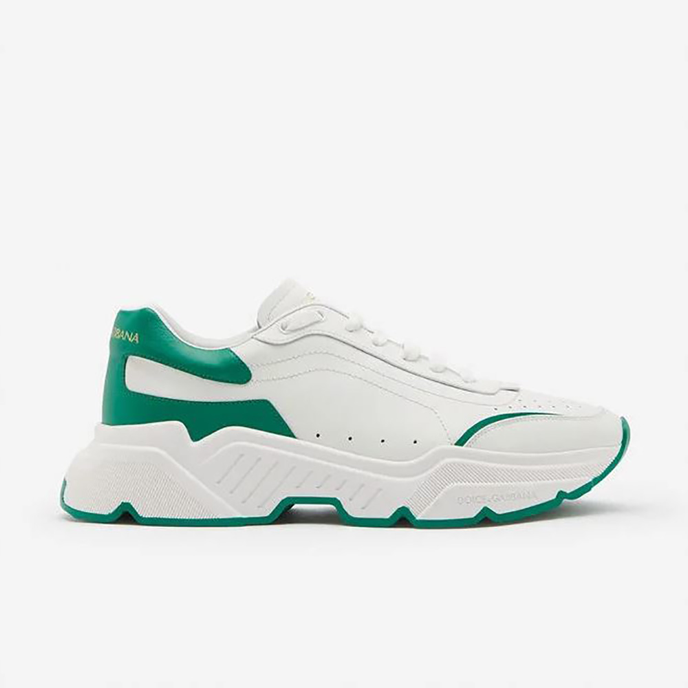 Side view of Dolce Gabbana D&G Men Daymaster Sneakers in nappa calfskin green