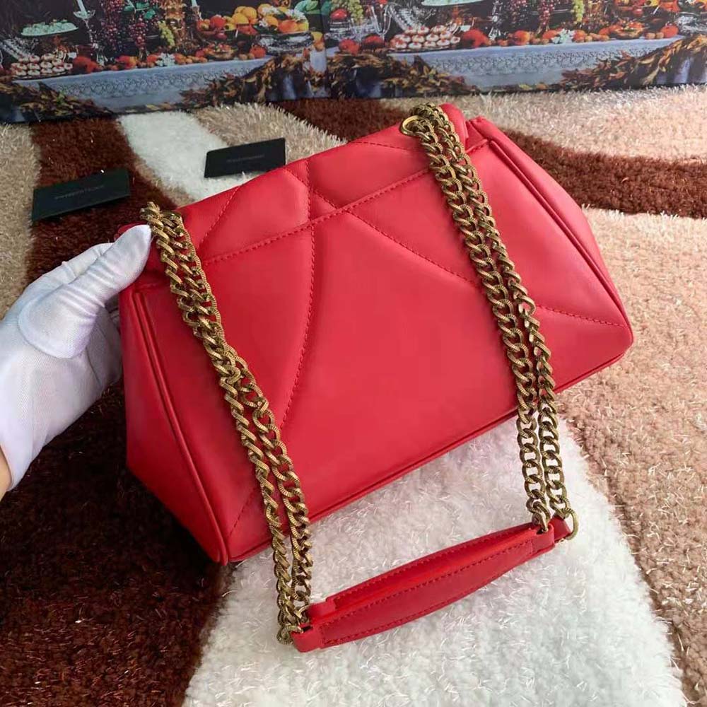 Side angle showcasing quilted nappa leather texture on Dolce Gabbana D&G shoulder bag