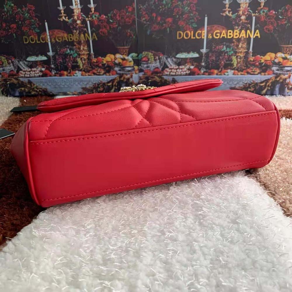 Dolce Gabbana D&G Women Large Devotion Shoulder Bag in Quilted Nappa Leather-Red - image 4