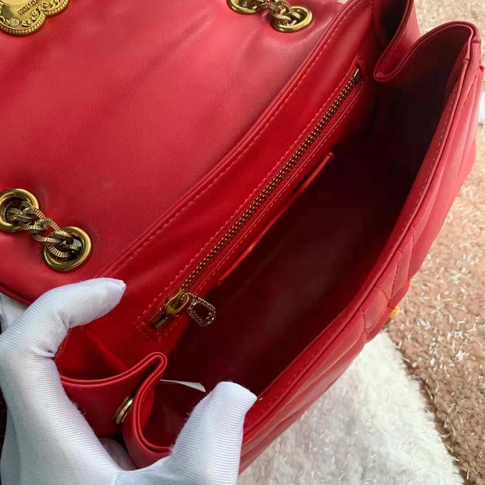 Dolce Gabbana D&G Women Large Devotion Shoulder Bag in Quilted Nappa Leather-Red - image 8