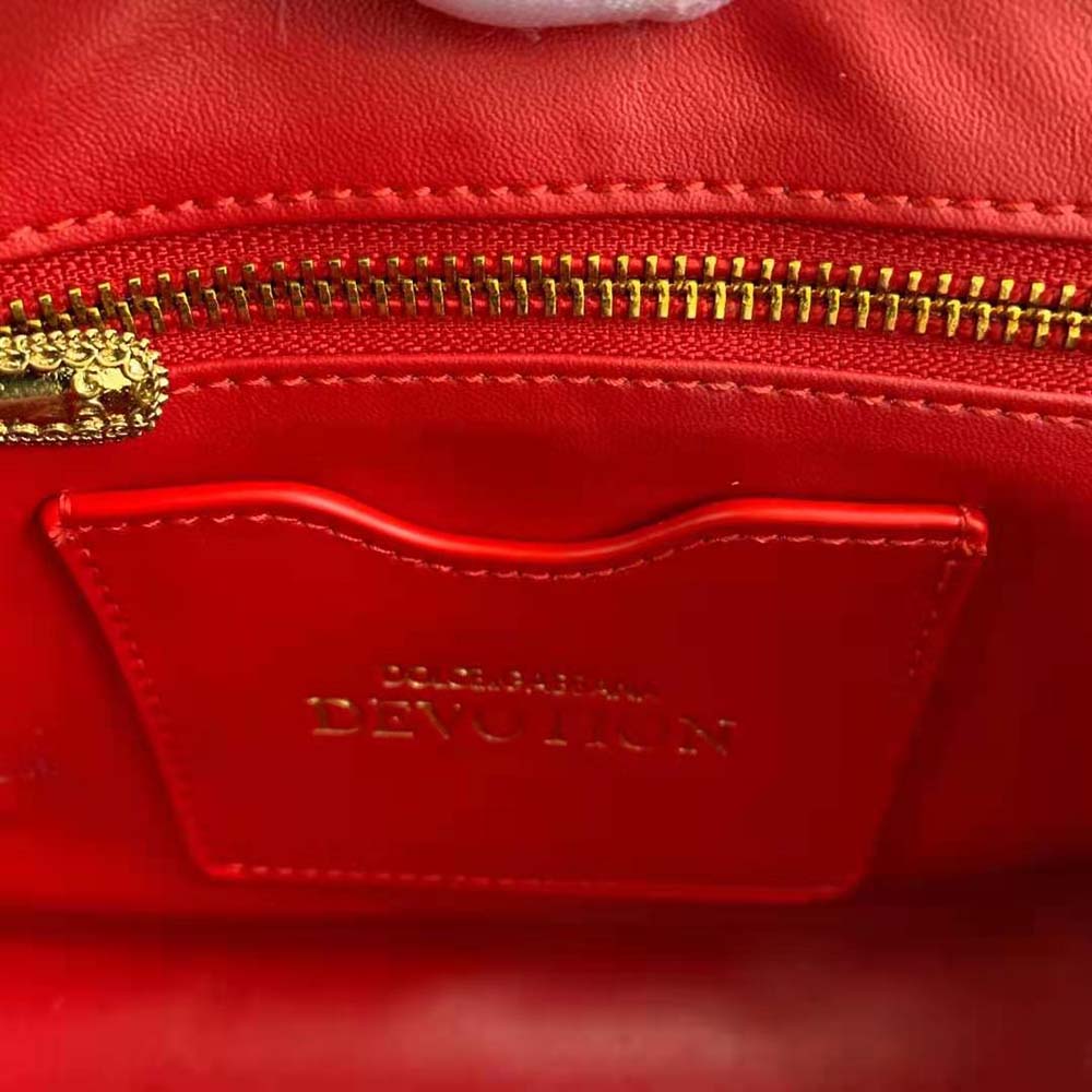 Dolce Gabbana D&G Women Large Devotion Shoulder Bag in Quilted Nappa Leather-Red - image 7