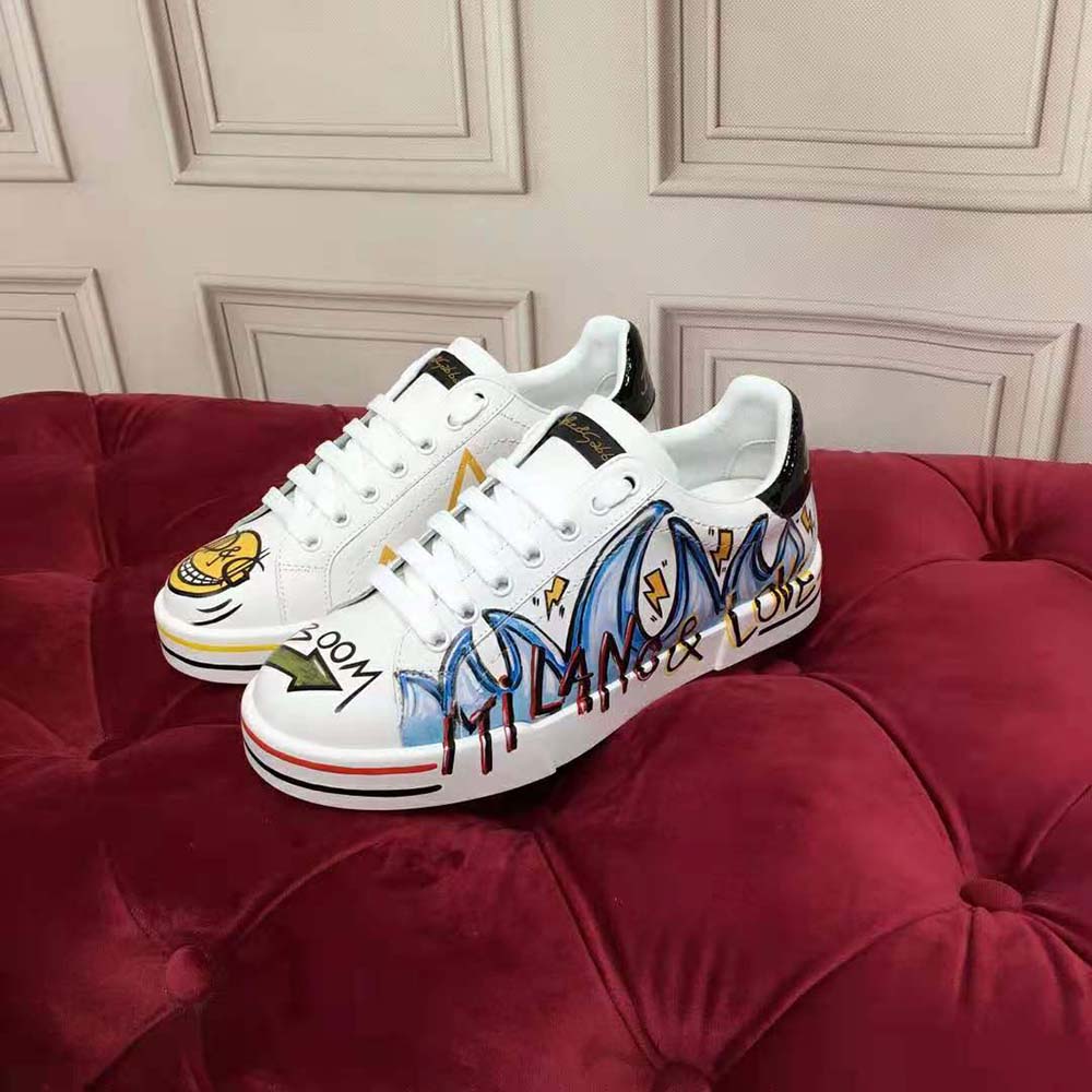 Top view showing laces and silhouette of Dolce Gabbana D&G Women New Dglimited Portofino Sneakers