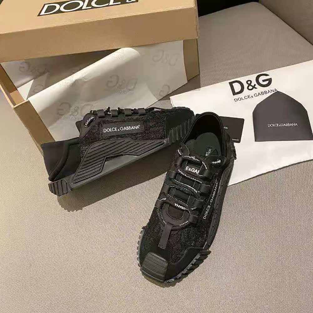 Top angle showing slip-on opening and signature logo on Dolce Gabbana sneakers