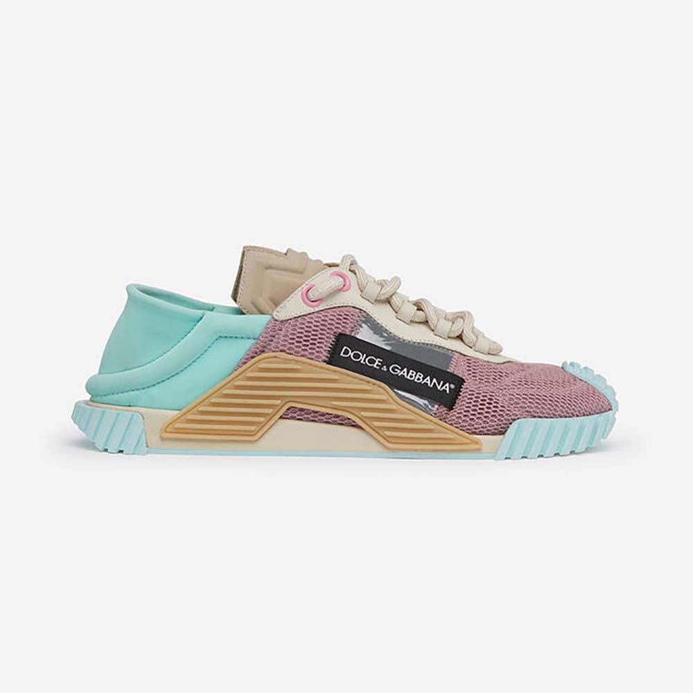 Side profile of Dolce Gabbana D&G Women Ns1 Slip on Sneakers in Mixed Materials-Aqua