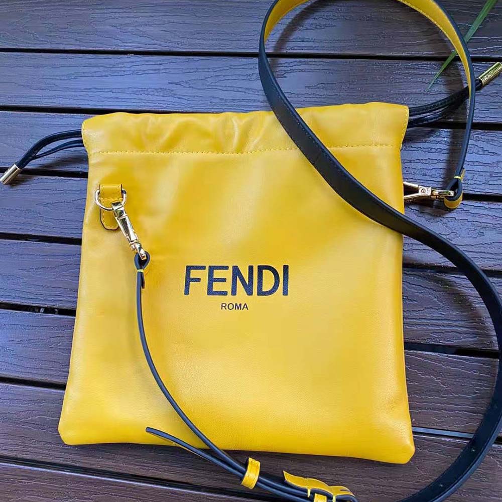 Fendi Men Fendi Pack Small Pouch Nappa Leather Bag-Yellow - image 4
