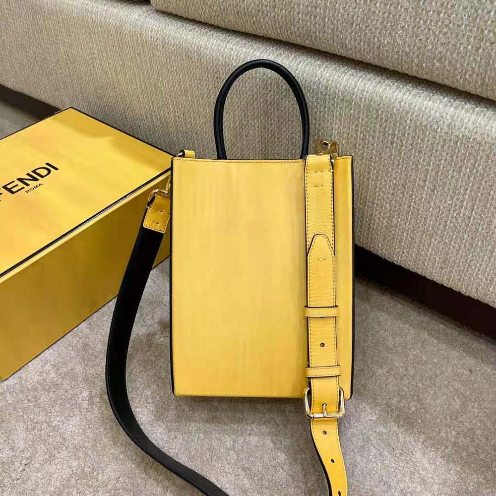 Fendi Men Fendi Pack Small Shopping Bag Yellow Leather Bag - image 4