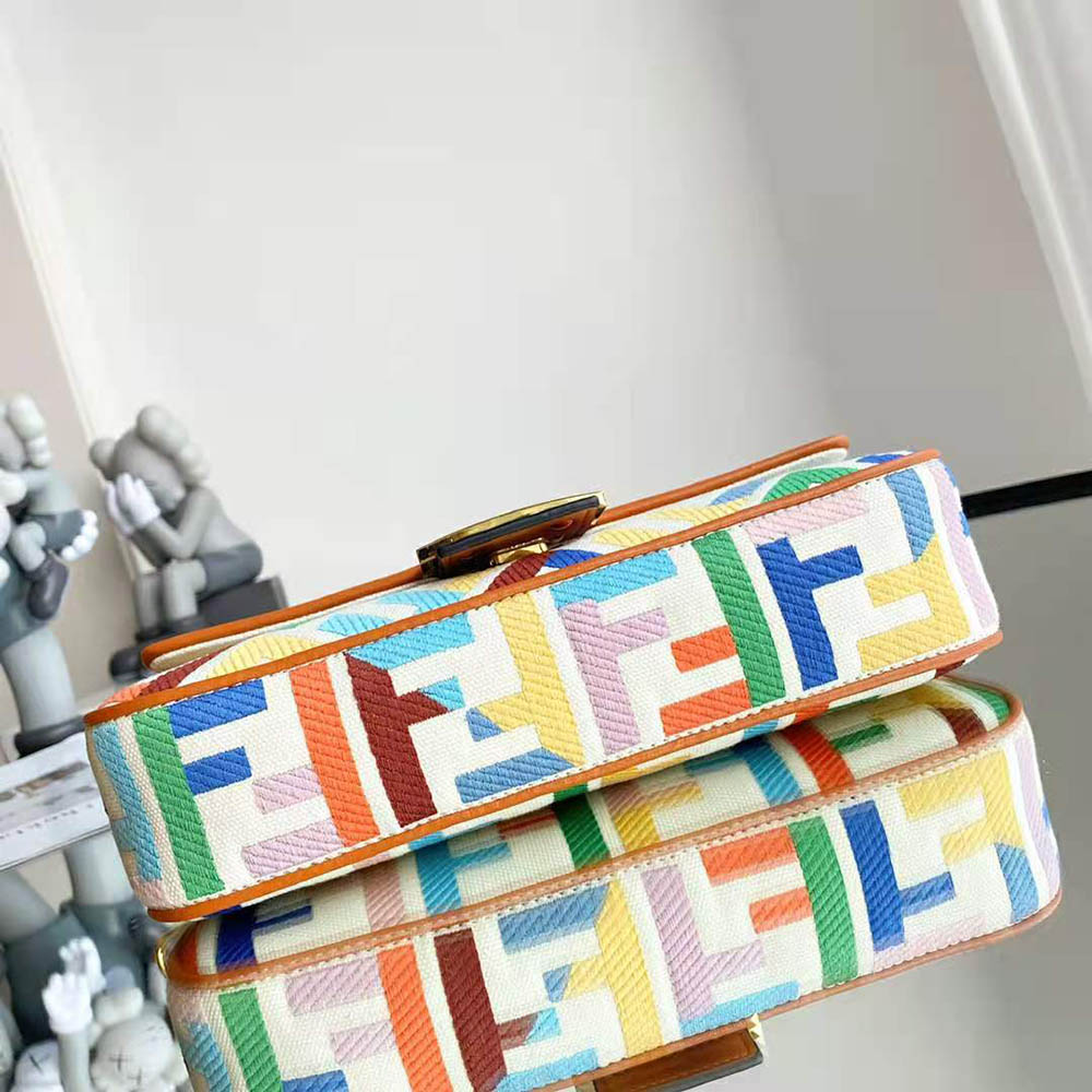 Fendi Women Baguette Beige Canvas Bag - image 6