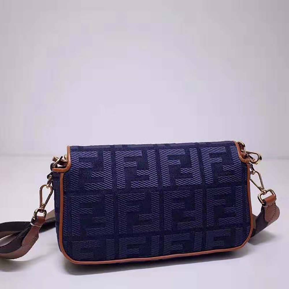 Fendi Women Baguette Blue Denim Bag - image 4