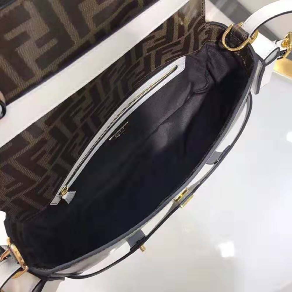 Fendi Women Baguette Cage Brown Fabric Bag-White - image 7