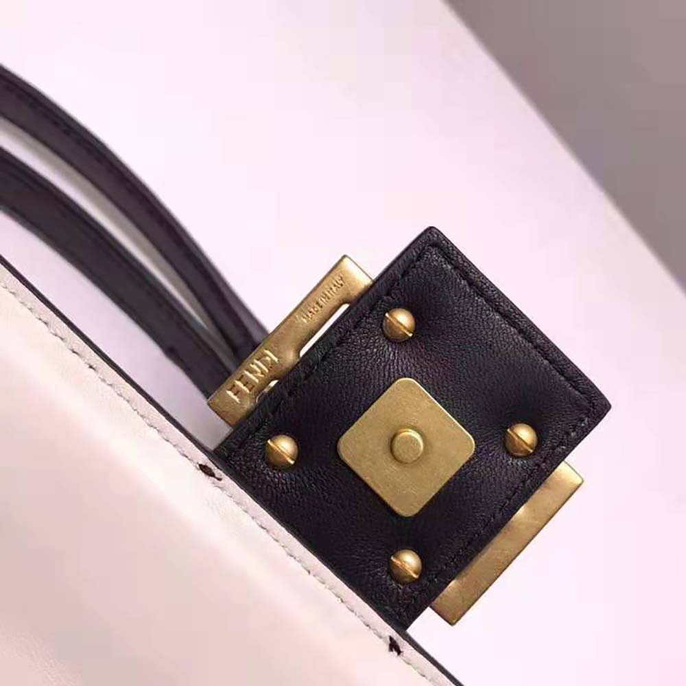 Fendi Women Baguette Chain Black and White Nappa Leather Bag - image 10
