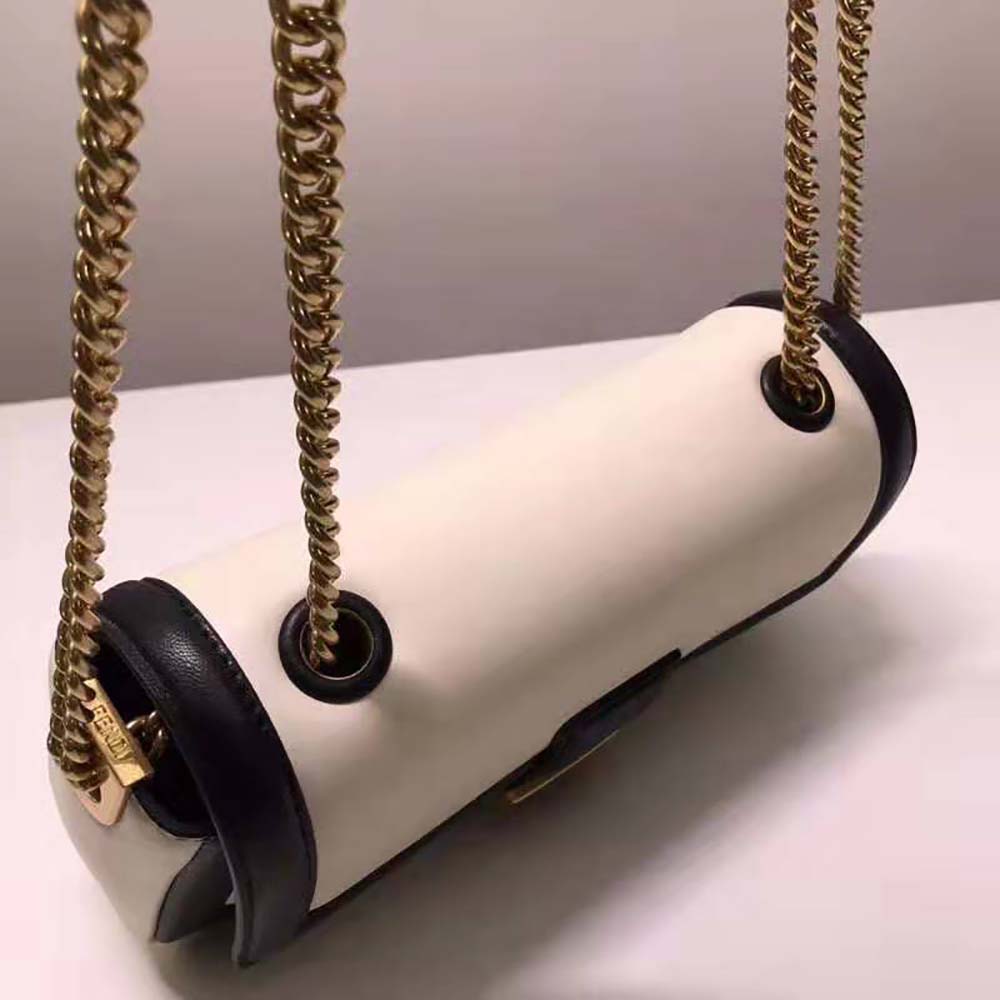 Fendi Women Baguette Chain Black and White Nappa Leather Bag - image 7