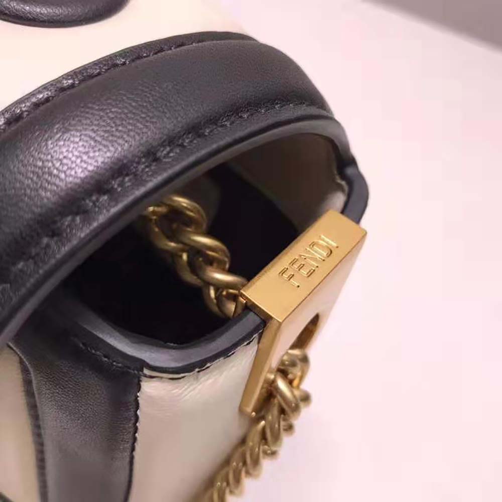 Fendi Women Baguette Chain Black and White Nappa Leather Bag - image 8