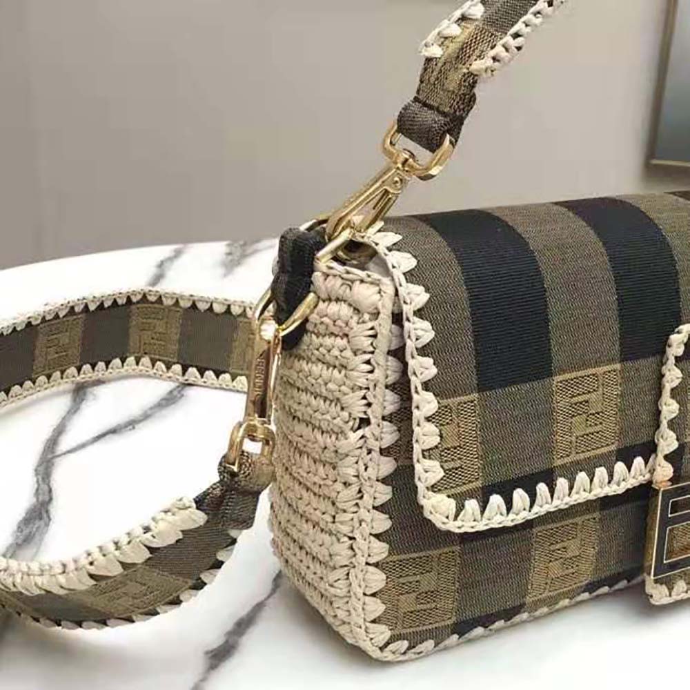 Fendi Women Baguette Brown Fabric Bag - image 5
