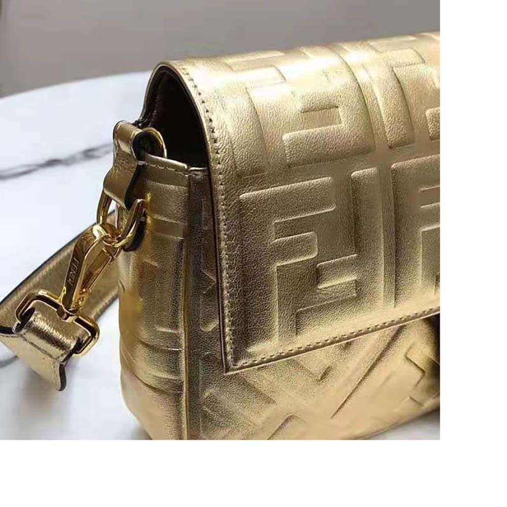 Fendi Women Baguette Fendi Prints On Leather Bag-Gold - image 8
