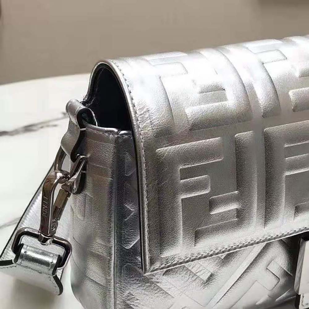 Fendi Women Baguette Fendi Prints On Leather Bag-Silver - image 8