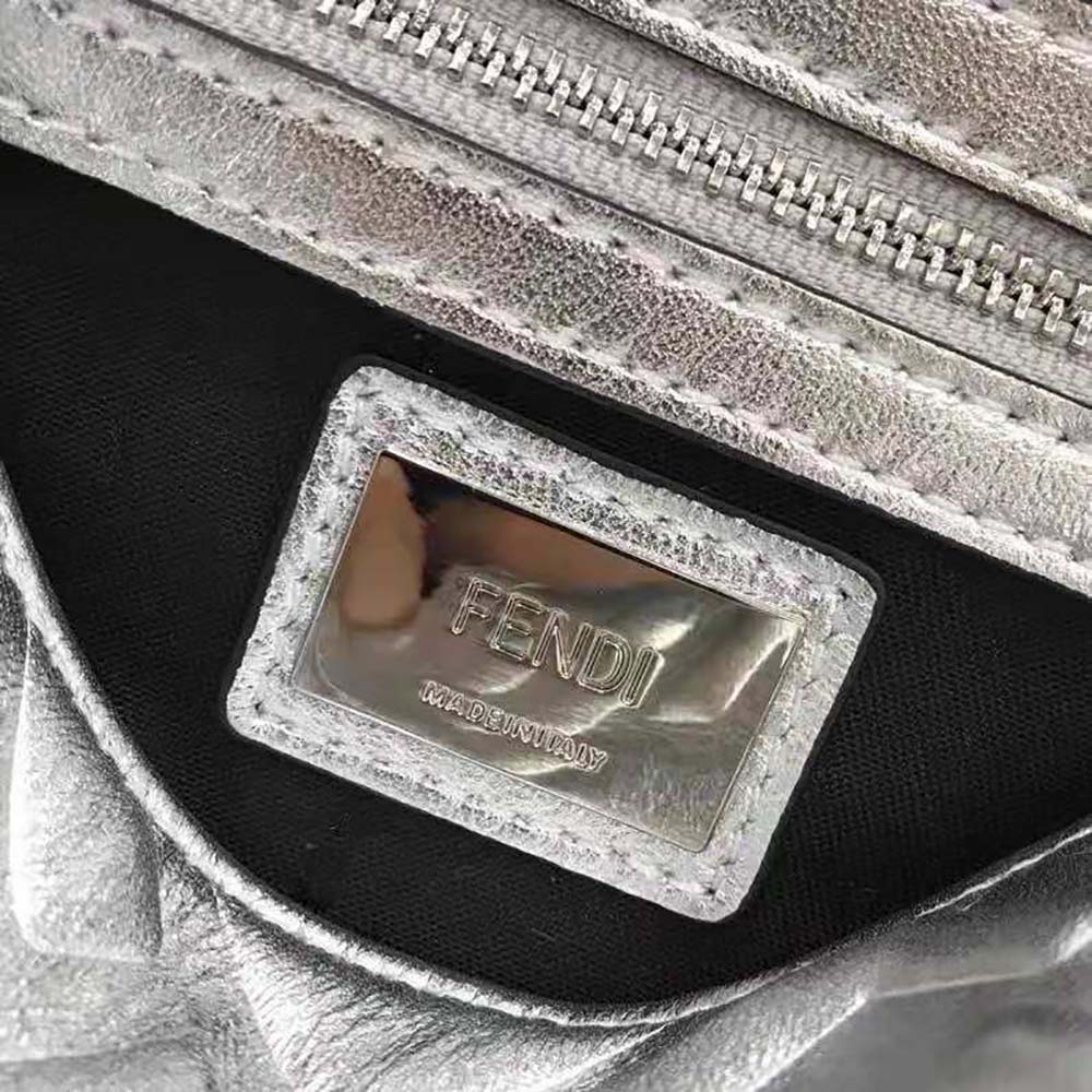 Fendi Women Baguette Fendi Prints On Leather Bag-Silver - image 10