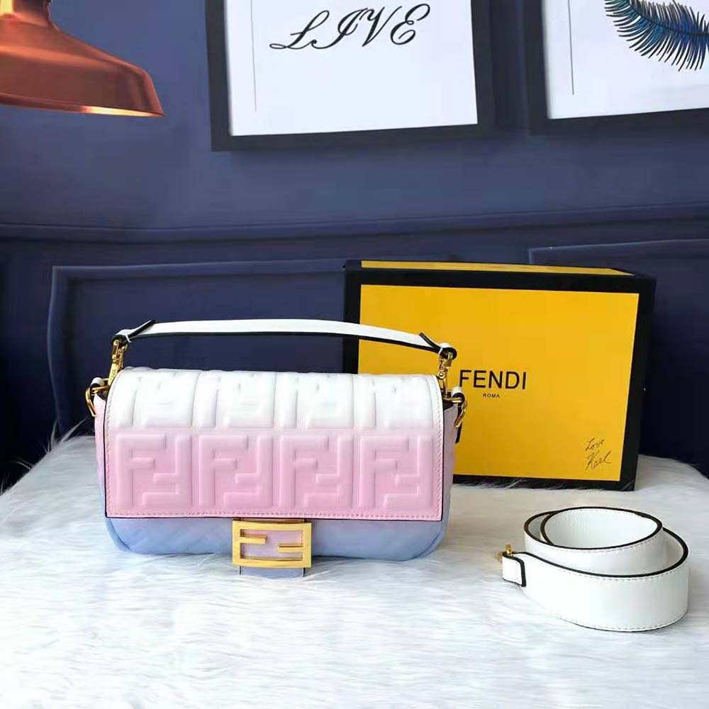 Close-up of gold-tone hardware on Fendi Women Baguette Graduated Color Nappa Leather Bag