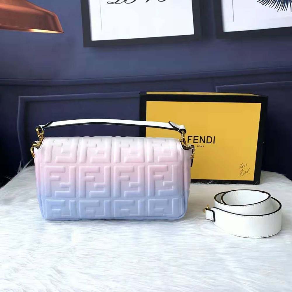 Side angle showing graduated color details on Fendi Women Baguette Graduated Color Nappa Leather Bag