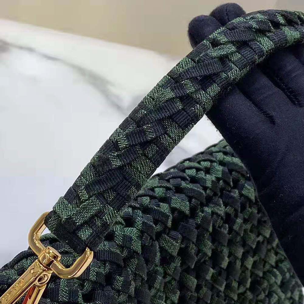Fendi Women Baguette Jacquard Fabric Interlace Bag-Green - image 5