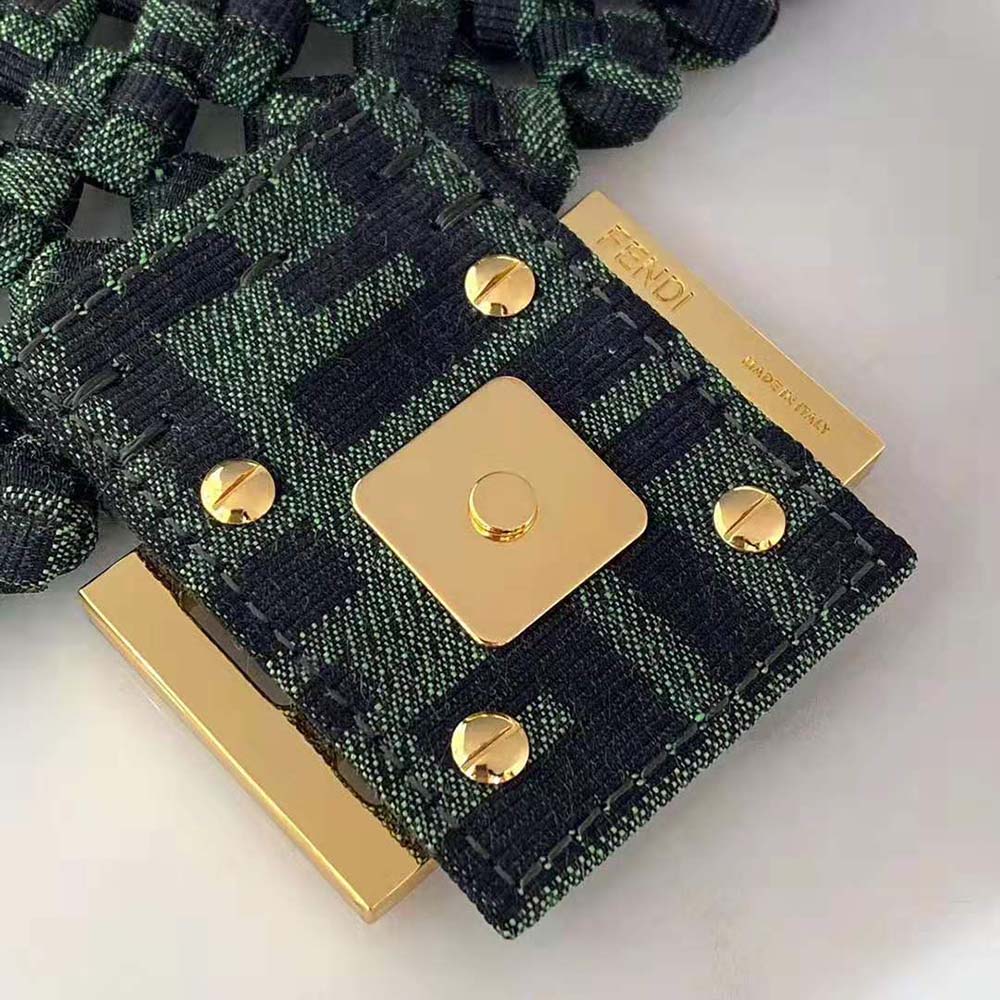 Fendi Women Baguette Jacquard Fabric Interlace Bag-Green - image 7