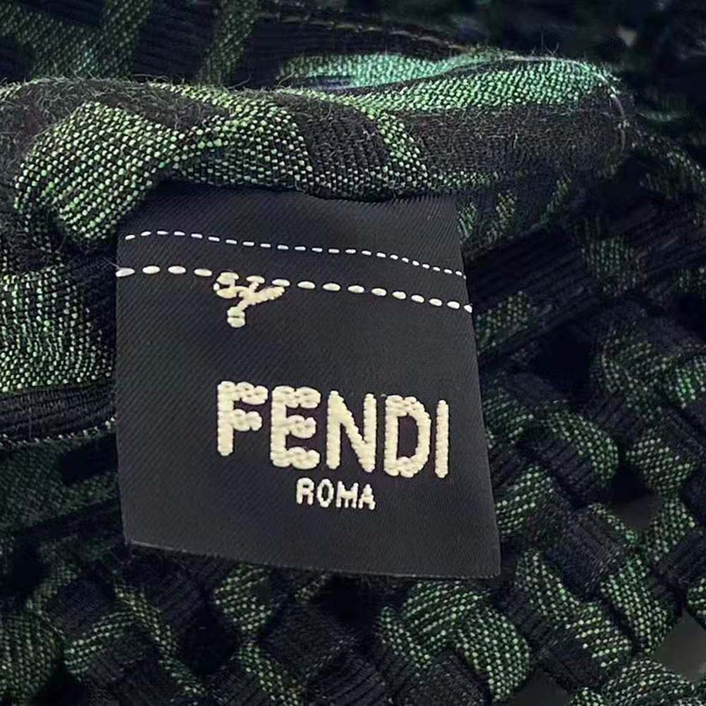 Fendi Women Baguette Jacquard Fabric Interlace Bag-Green - image 8
