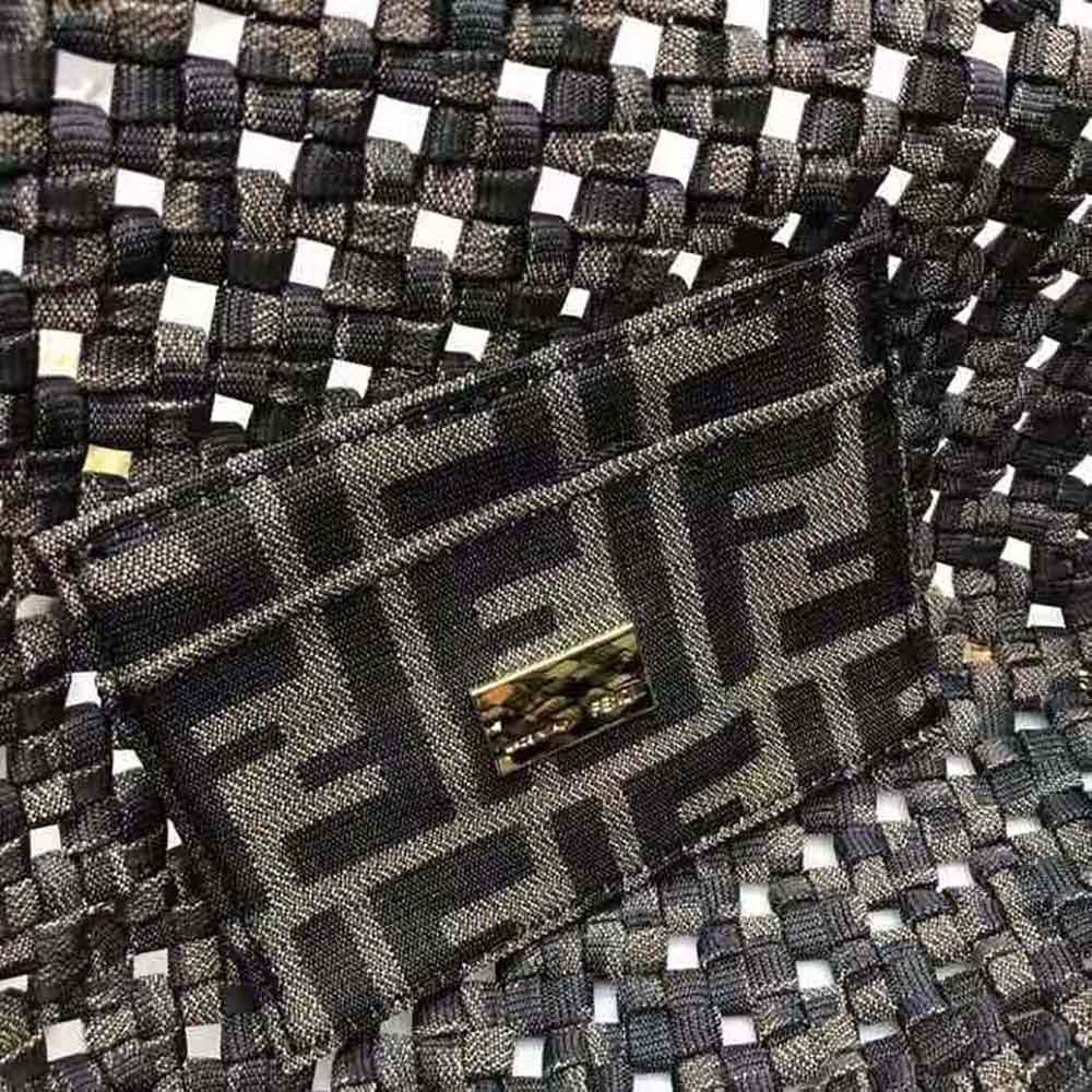 Fendi Women Baguette Jacquard Fabric Interlace Bag-Olive - image 10