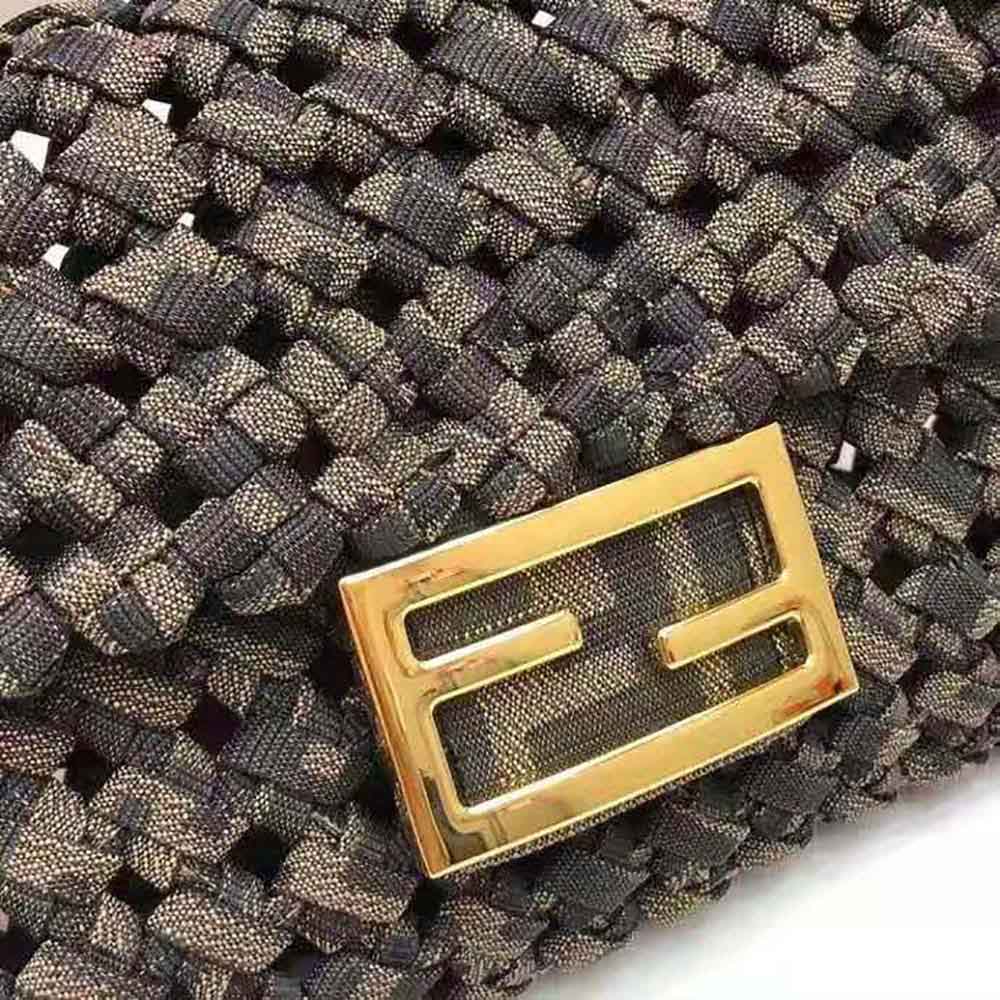 Fendi Women Baguette Jacquard Fabric Interlace Bag-Olive - image 8