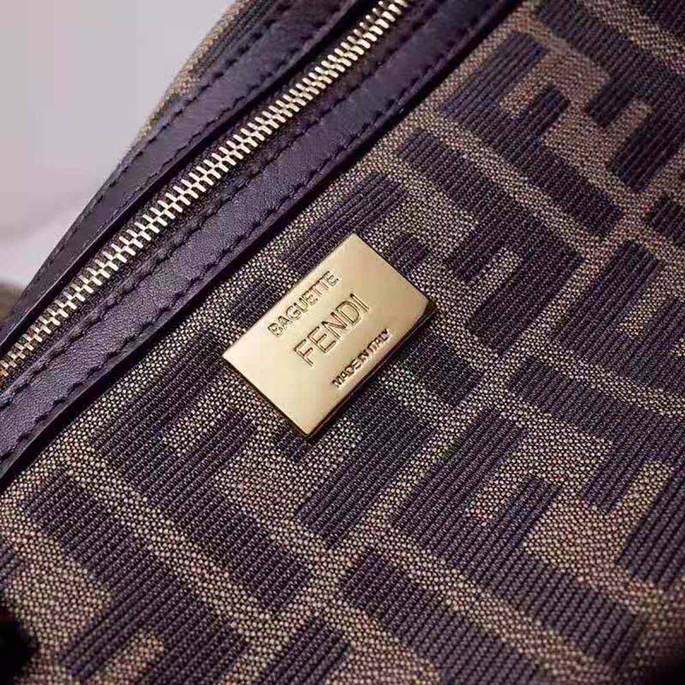 Fendi Women Baguette Large Brown Fabric Bag - image 9