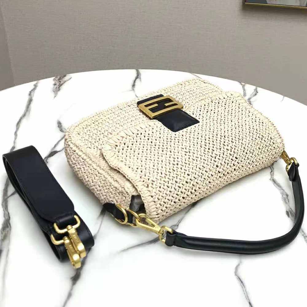 Fendi Women Baguette Large Natural Straw Bag - image 5