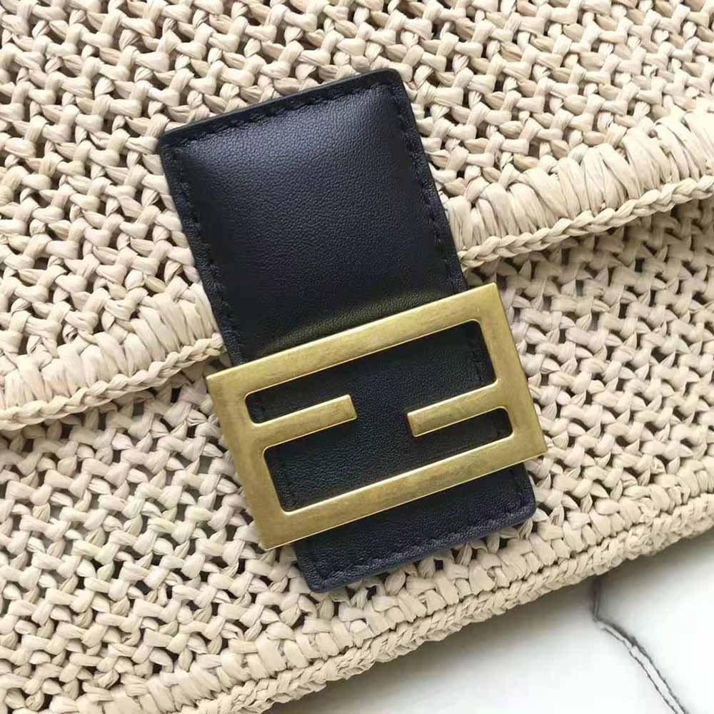Fendi Women Baguette Large Natural Straw Bag - image 9