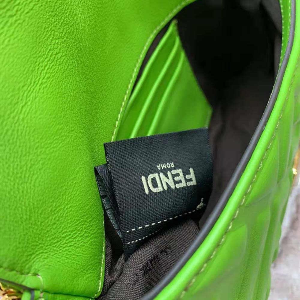 Fendi Women Baguette Soft Nappa Leather Bag-Green - image 9