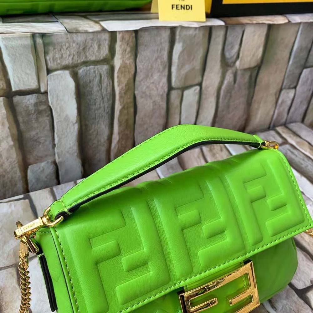 Fendi Women Baguette Soft Nappa Leather Bag-Green - image 4
