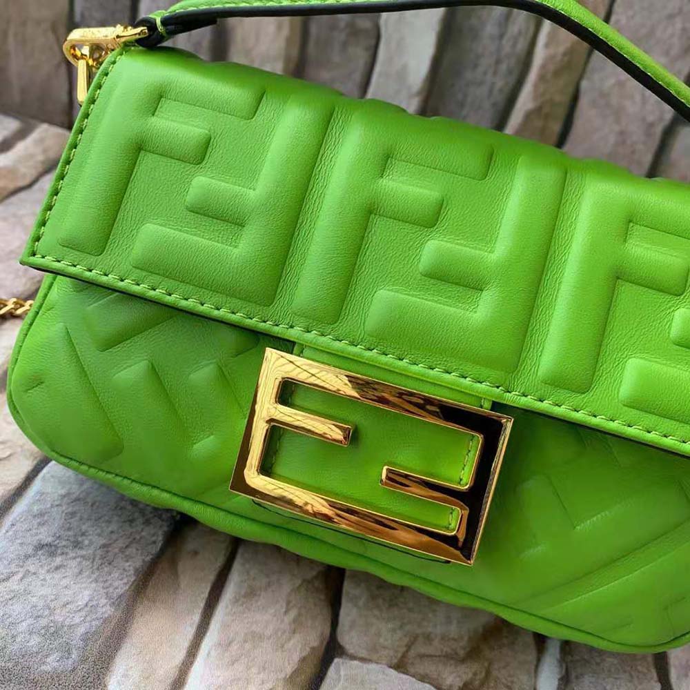 Fendi Women Baguette Soft Nappa Leather Bag-Green - image 5