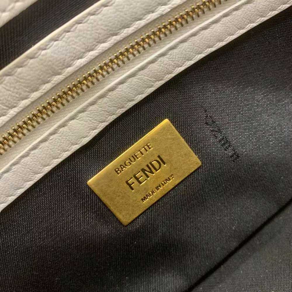 Fendi Women Baguette White Nappa Leather FF Print Bag - image 9