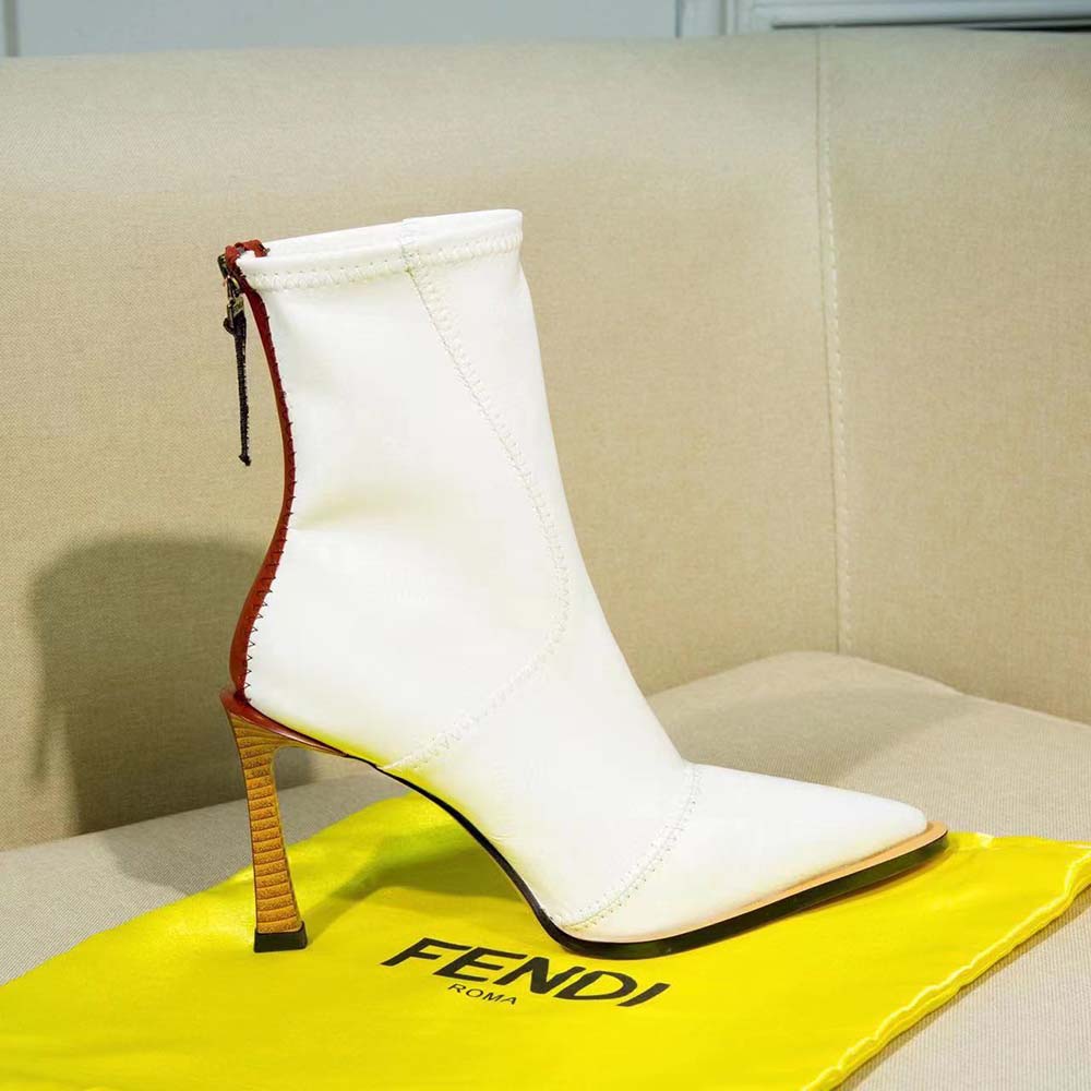 Fendi Women Biker Boots Glossy White Leather Biker Boots - image 7