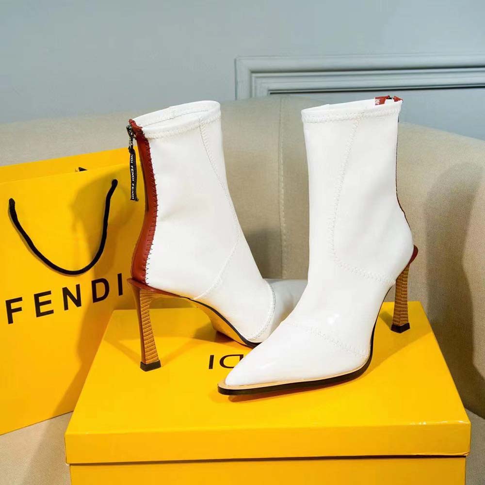 Fendi Women Biker Boots Glossy White Leather Biker Boots - image 6
