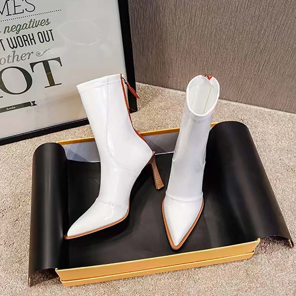 Top-down angle showing zip closure on Fendi Women Biker Boots