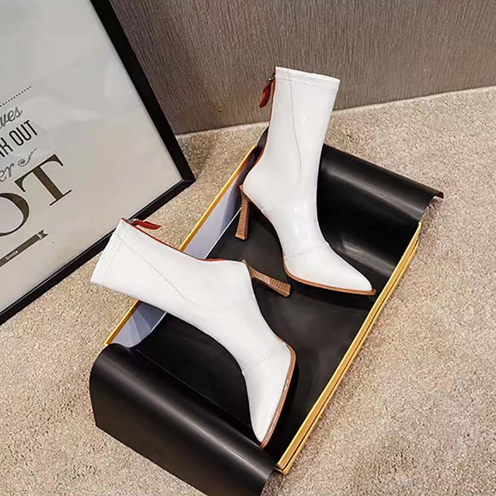 Fendi Women Biker Boots Glossy White Leather Biker Boots - image 4