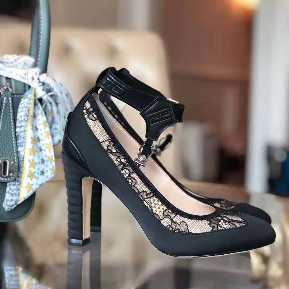 Back view showing signature Fendi logo on 95 mm heels