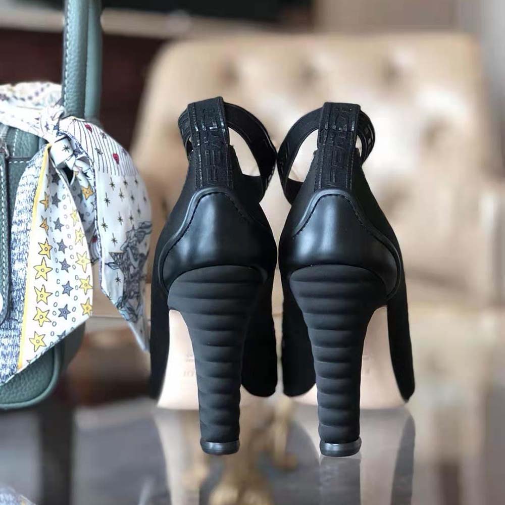 Fendi Women Black Lace and Satin Pumps in 95 mm Heel - image 9