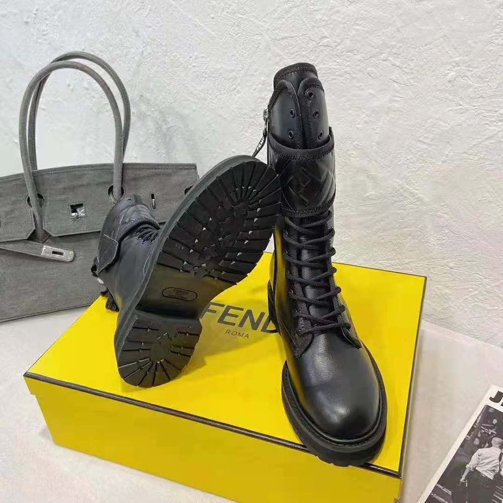 Fendi Women Black Leather Biker Boots - image 5