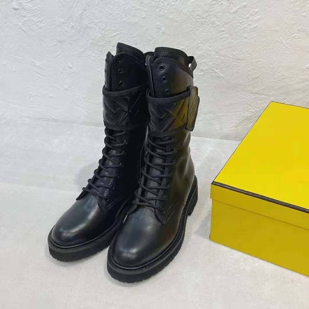 Fendi Women Black Leather Biker Boots - image 6