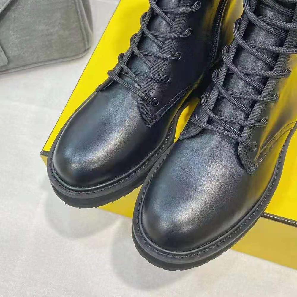 Fendi Women Black Leather Biker Boots - image 8