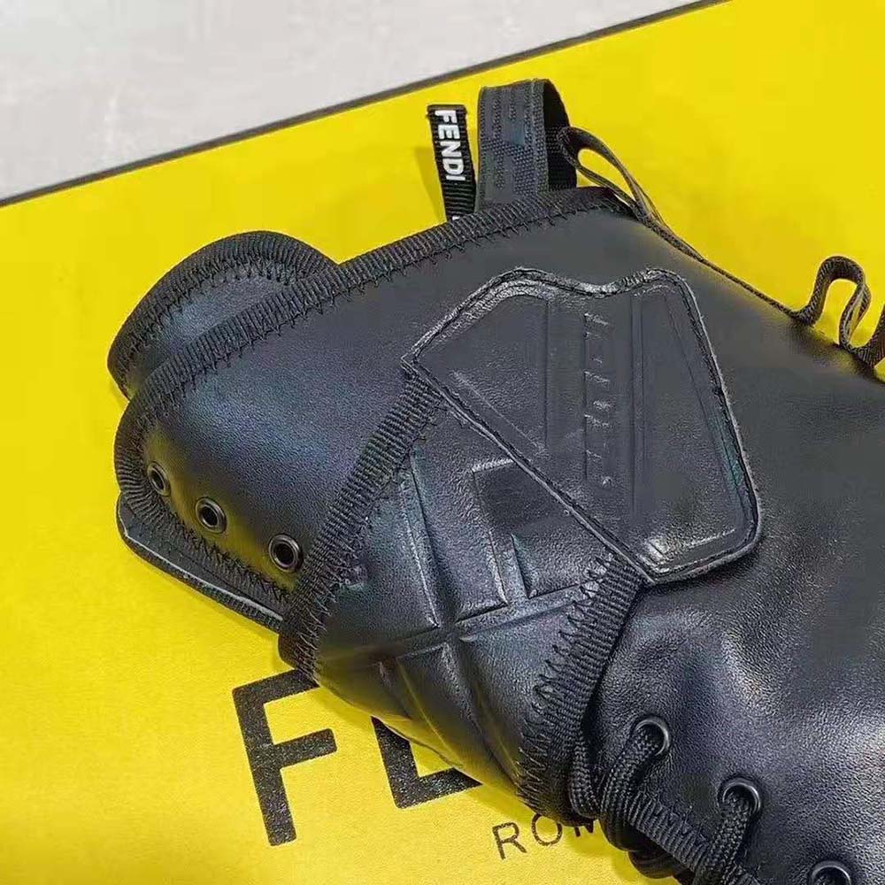 Fendi Women Black Leather Biker Boots - image 9