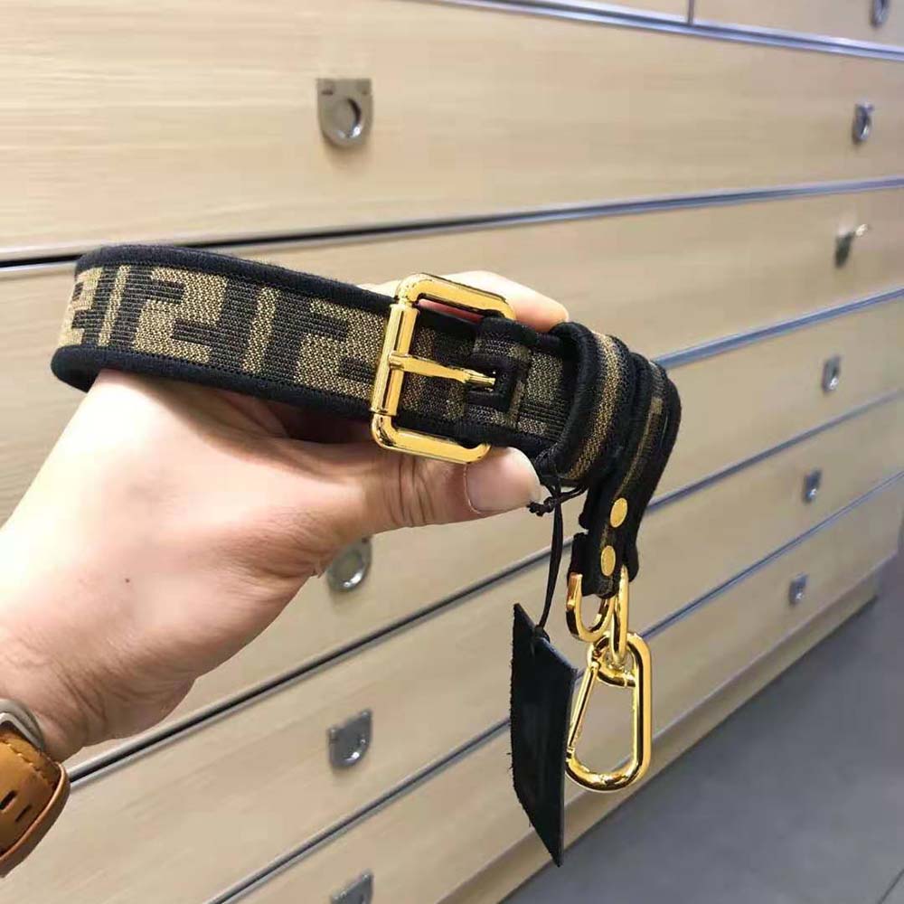 Close-up detail of fabric texture and Fendi hardware