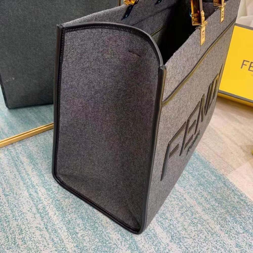 Fendi Women Fendi Sunshine Large Gray Flannel Shopper - image 5