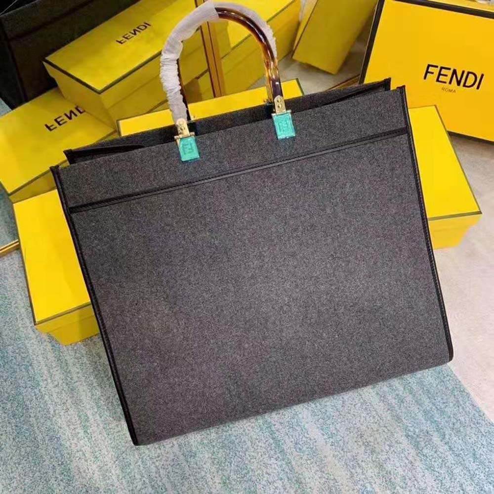 Fendi Women Fendi Sunshine Large Gray Flannel Shopper - image 6