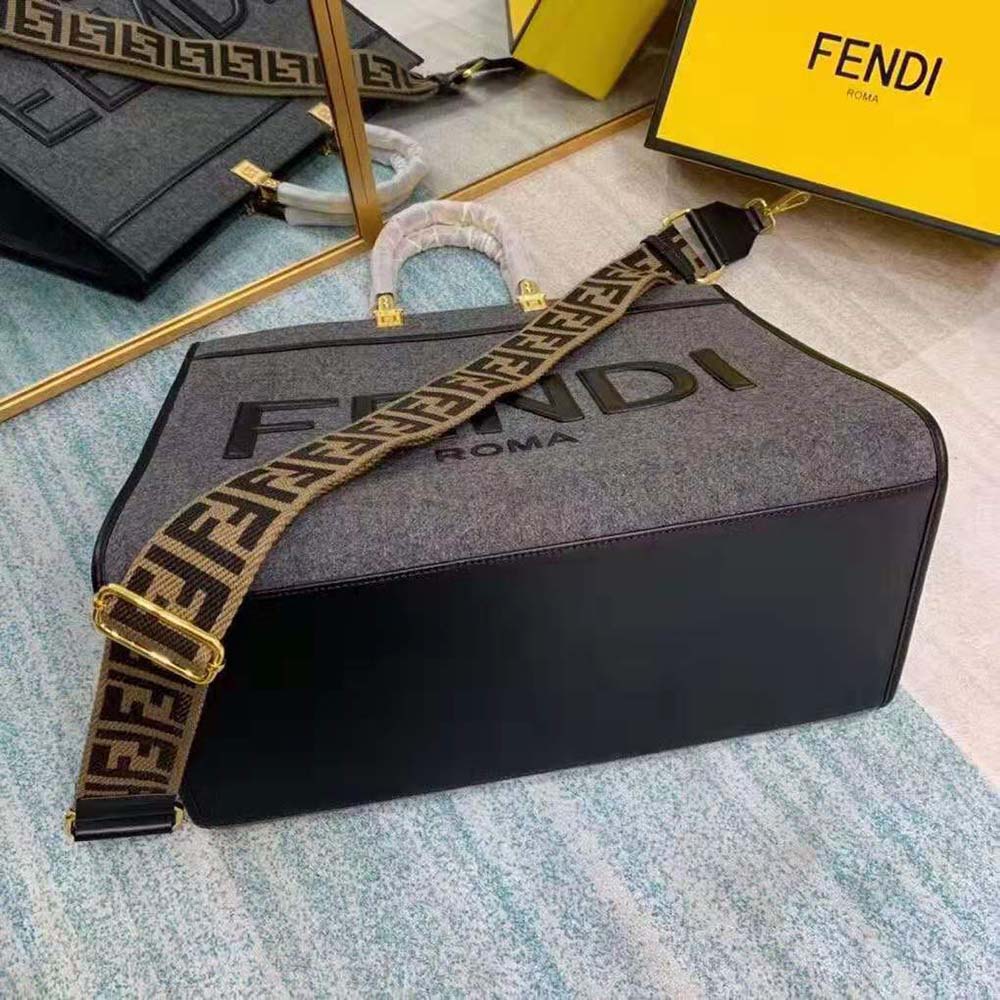 Fendi Women Fendi Sunshine Large Gray Flannel Shopper - image 9